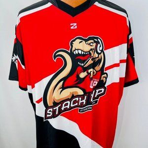 Stack Up Video Game 2XL Dinosaur T Rex Jersey T Shirt Stream Team Veterans